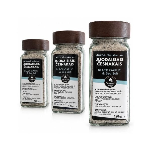 Jūros druska su juodaisiais česnakais